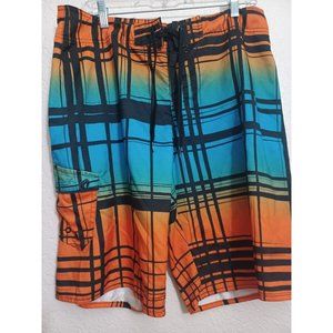 HANG TEN Mens Size 34  Board Shorts Swim Trunks Hawaiian Geometric Surf